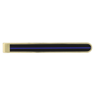 Thin Blue Line Gold Finish Tie Bar