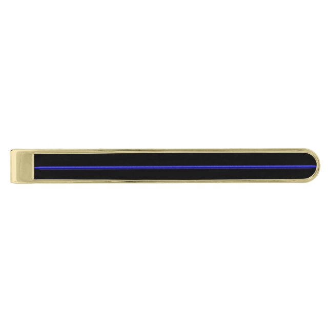 Thin Blue Line Gold Finish Tie Bar (Front)
