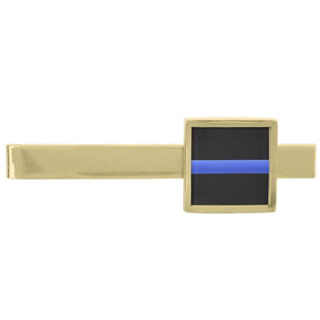 Thin Blue Line Gold Finish Tie Bar (Front)