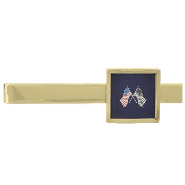 Thin Blue Line  Gold Finish Tie Bar (Front)
