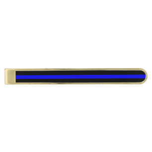 Thin Blue Line Gold Finish Tie Bar