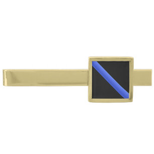 Thin Blue Line Gold Finish Tie Clip