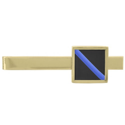 Thin Blue Line Gold Finish Tie Clip