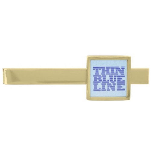 Thin Blue Line Gold Finish Tie Clip