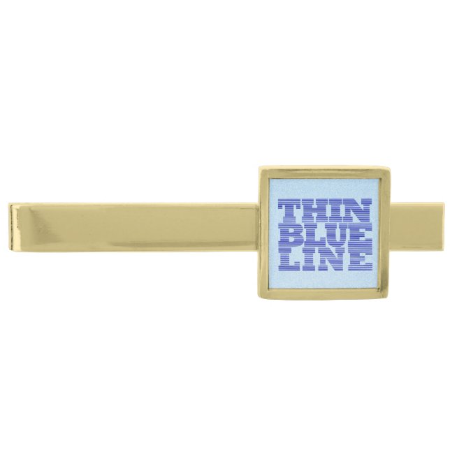 Thin Blue Line Gold Finish Tie Clip (Front)