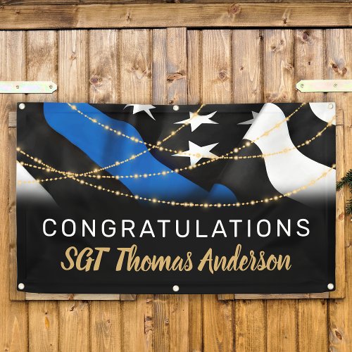 Thin Blue Line Gold Police Retirement Party Banner