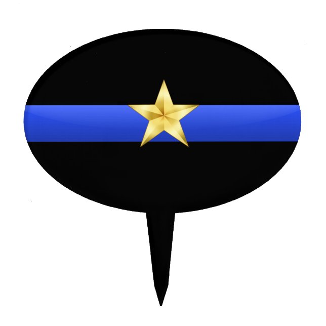Thin Blue Line Gold Star Police Chief Rank Cake Topper (Front)