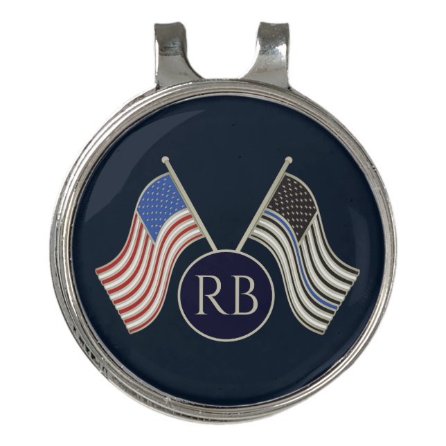 Thin Blue Line Golf Hat Clip (Front)
