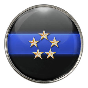 Thin Blue Line Golf Pro Police Chief Stars Golf Ball Marker