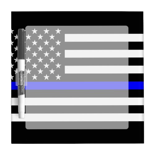 Thin Blue Line Graphic on a US American Flag Dry Erase Board