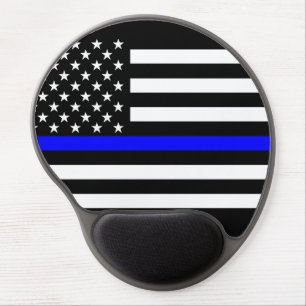 Thin Blue Line Graphic on a US American Flag Gel Mouse Pad