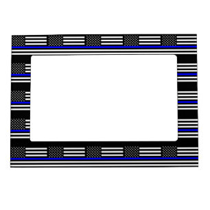 Thin Blue Line Graphic on a US American Flag Magnetic Picture Frame