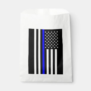 Thin Blue Line Graphic on a US Flag Favor Bag