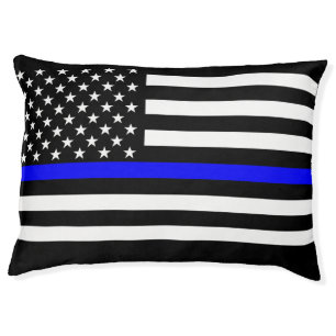 Thin Blue Line Graphic on a US Flag Pet Bed