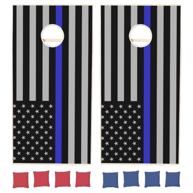 Thin Blue Line Gray Cornhole Set (Set)