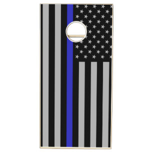 Thin Blue Line Gray Full Print Cornhole Set