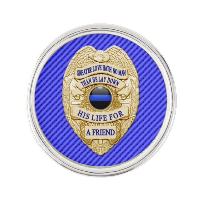 Thin Blue Line - Greater Love Badge Pin (Front)