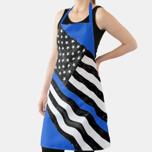 Thin Blue Line Grungy Apron