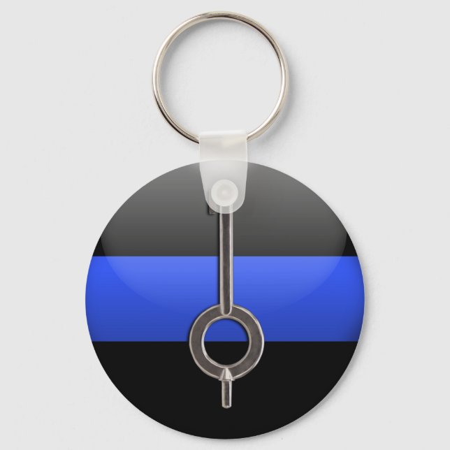 Thin Blue Line Handcuff Key Keychain (Front)