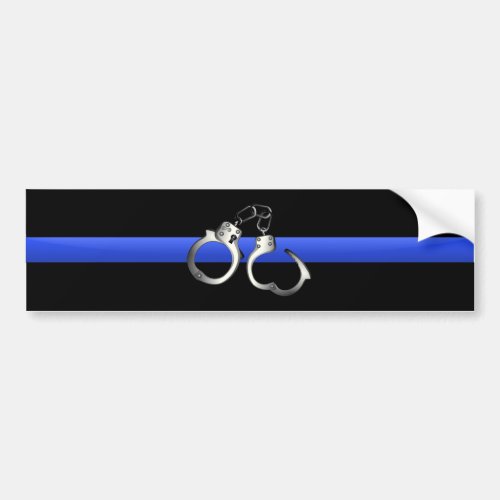 Thin Blue Line  Handcuffs Bumper Sticker