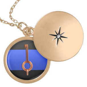 Thin Blue Line Handcuffs Key Gold Plated Necklace