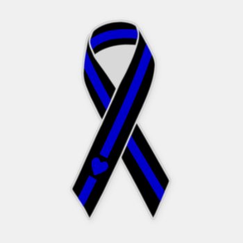 Thin Blue Line Heart Ribbon Sticker by ThinBlueLineDesign at Zazzle