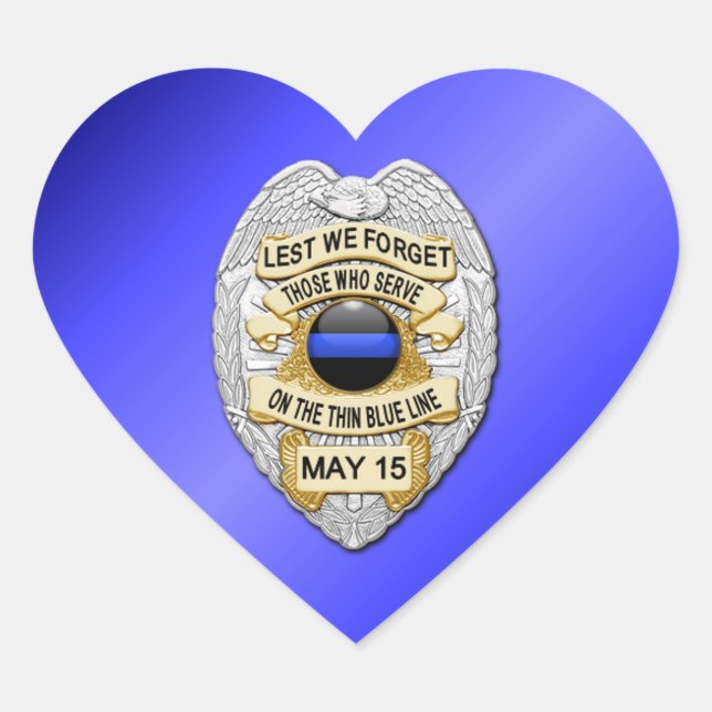 Thin Blue Line Heart Sticker (Front)