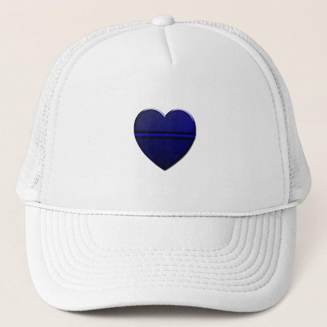 Thin Blue Line Heart Trucker Hat (Front)