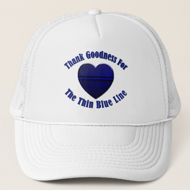 Thin Blue Line Heart Trucker Hat (Front)
