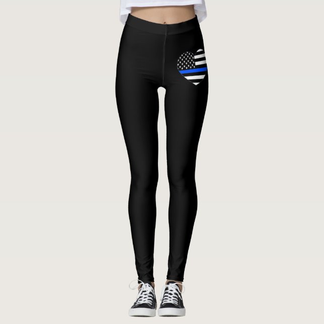 Thin Blue Line Heart Women's Leggings (Front)