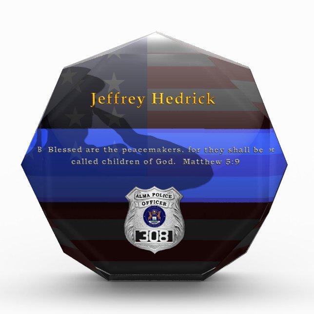Thin Blue Line - Hedrick Custom Retirement Plaque (Front)