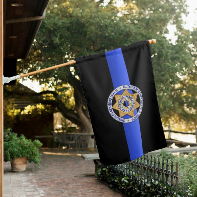 Thin Blue Line House Flag (In SItu)