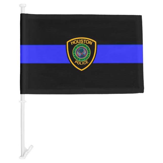Thin Blue Line Houston PD Memorial Funeral Flag (Front)