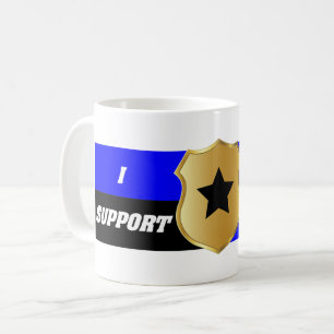 Thin Blue Line, I Support Police Coffee Mug
