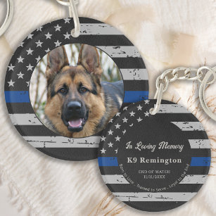 Thin Blue Line - In Loving Memory - K9 Police Dog Keychain