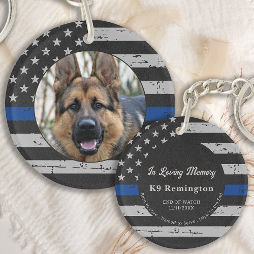 Thin Blue Line _ In Loving Memory _ K9 Police Dog Keychain