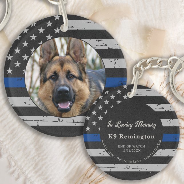 Thin Blue Line - In Loving Memory - K9 Police Dog Keychain (Creator Uploaded)