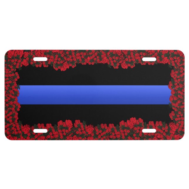 Thin Blue Line in Rose Garden License Plate (Front)