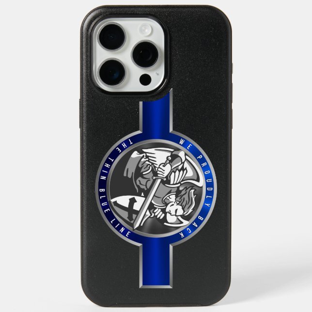 Thin Blue Line iPhone 15 Pro Max Case (Back)