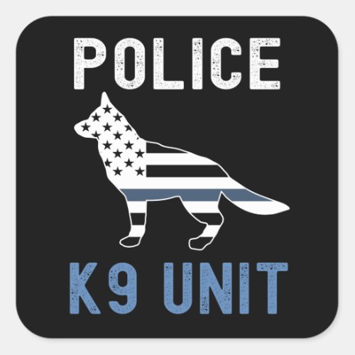 Thin Blue Line K9 German Shepherd Police K9 Unit Square Sticker