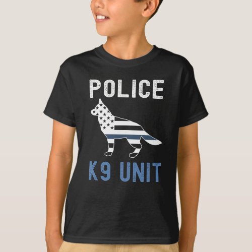 Thin Blue Line K9 German Shepherd Police K9 Unit T_Shirt