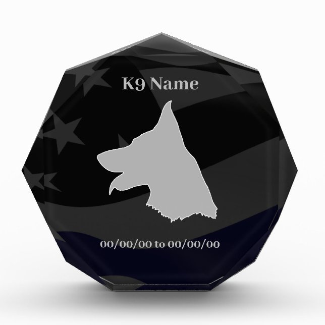 Thin Blue Line K9 Memorial Acrylic Award (Front)