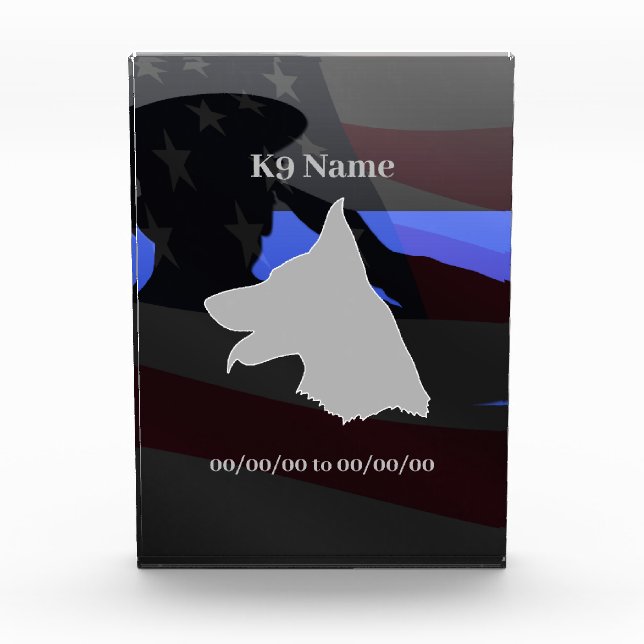 Thin Blue Line K9 Memorial Acrylic Award (Front)
