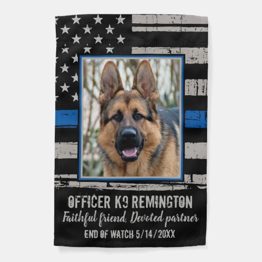 Thin Blue Line K9 Officer Police Dog Memorial Garden Flag | Zazzle.com