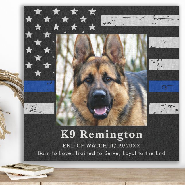 Thin Blue Line K9 Police Dog Memorial Canvas Print (Creator Uploaded)