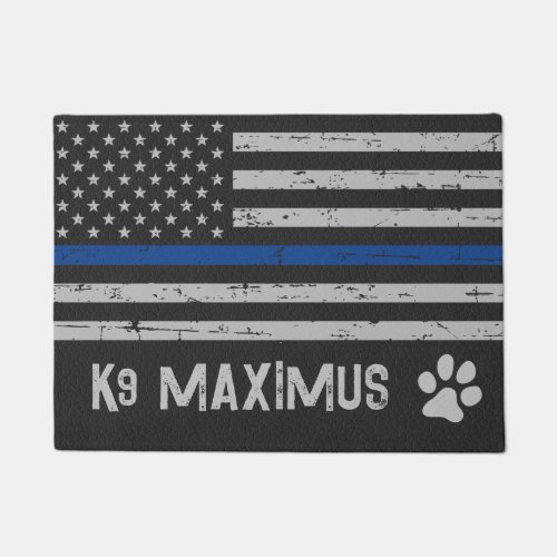 Thin Blue Line K9 Police Dog Placemat Doormat