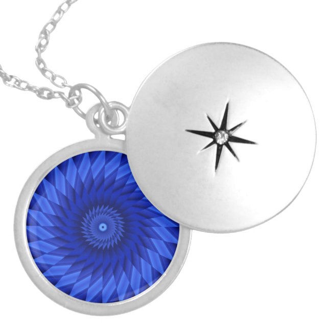 Thin Blue Line Kaleidoscope Silver Plated Necklace (Front)