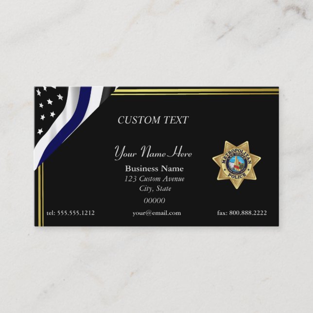 Thin Blue Line Las Vegas PD Badge Business Card (Front)