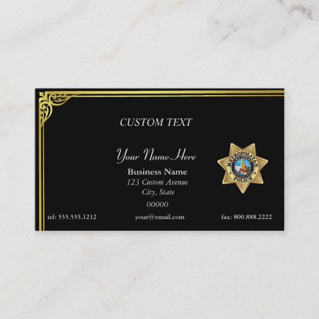 Thin Blue Line Las Vegas PD Badge Business Card (Front)