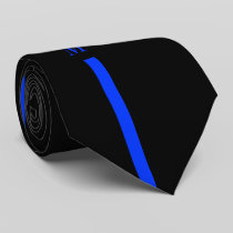 Thin Blue Line Law Enforcement Custom Initials Tie